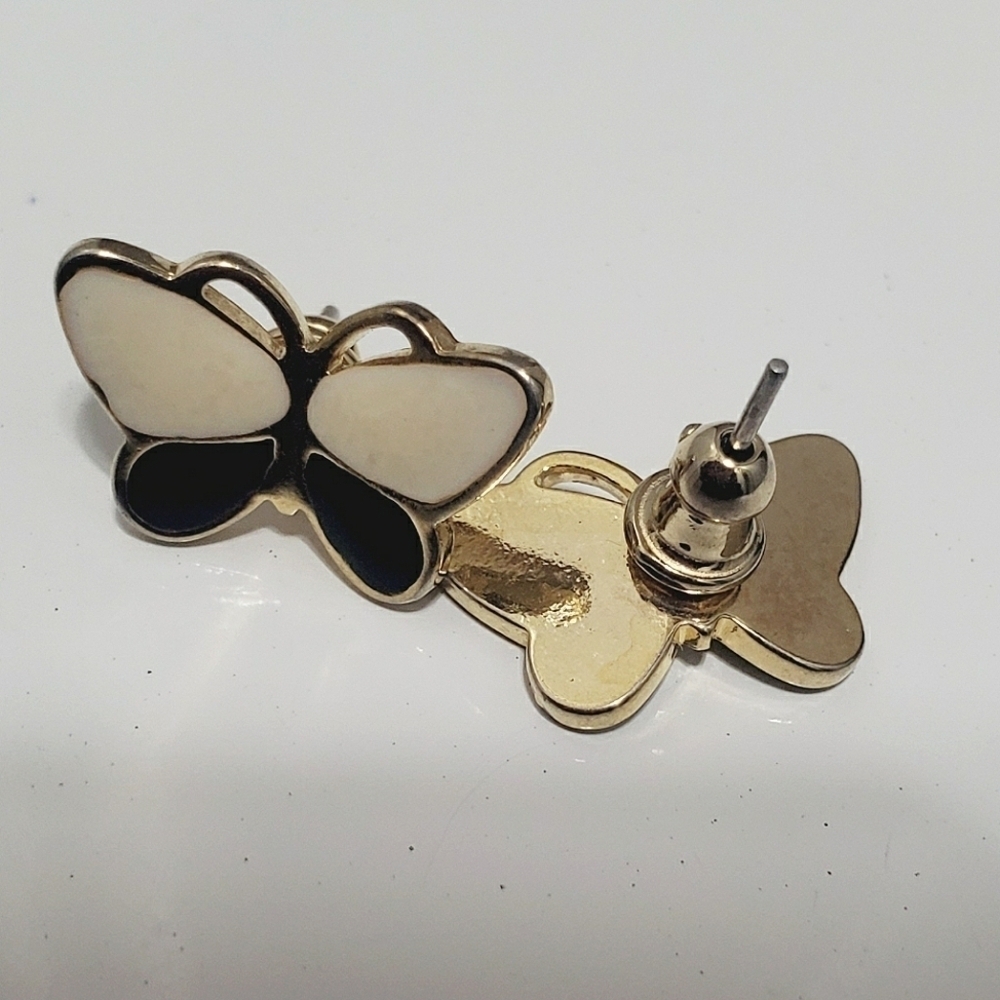 4/20 White Gold Butterfly Stud Earrings.Butterfly Pearl Earring. 🌴 - Picture 3 of 4